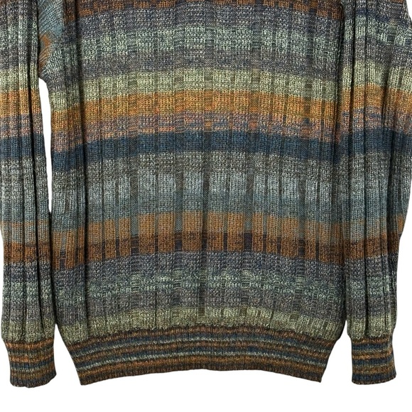 Novica Peruvian Alpaca Striped 1/4 Zip Pullover Sweater L Classic Academia Cozy - Picture 5 of 12